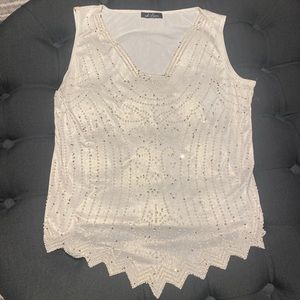 Shimmering sequin and beaded top with beautiful bottom hem by S. Levine